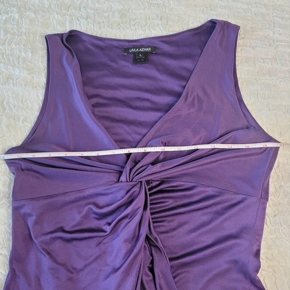 LAILA AZHAR Purple Silk Twist Front Dress Size Large - Picture 6 of 8